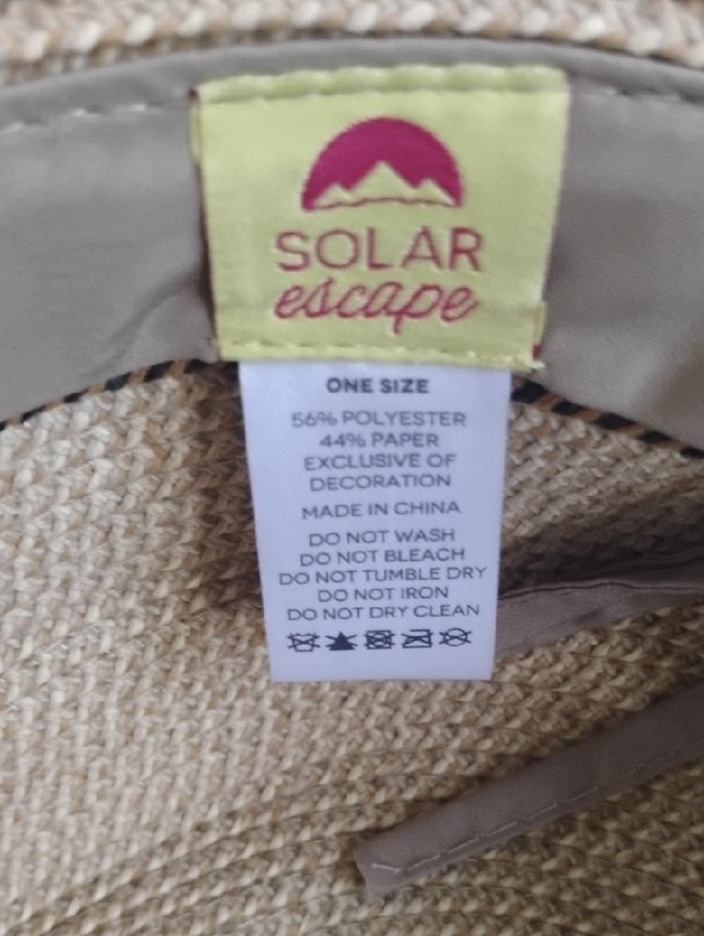 Solar Escape Straw Sun Hat - Beige One Size Fits All - Picture 7 of 7